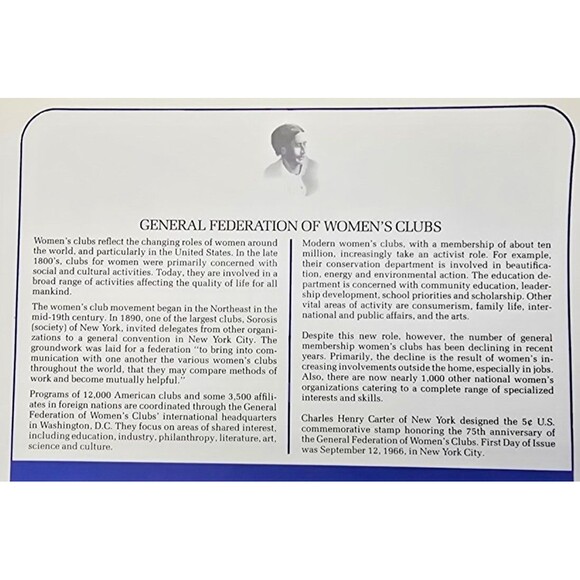 General Federation of Womens Clubs 75th Anniversary USA FDC 1966 - Picture 3 of 3